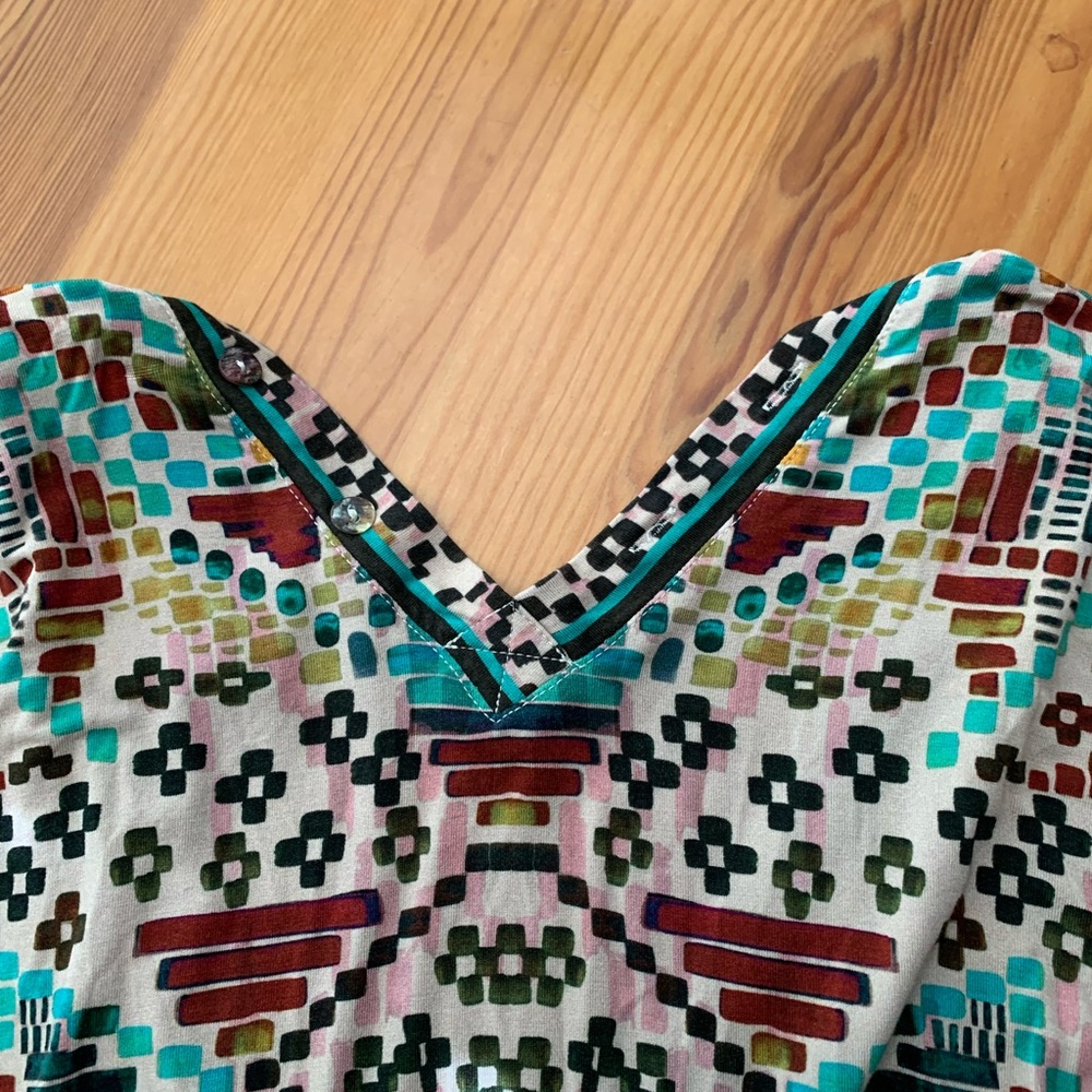 Johnny Was Colorful Mosaic Long Sleeve Top - Picture 6 of 11
